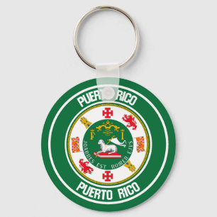 Puerto Rico Round Emblem Nyckelring