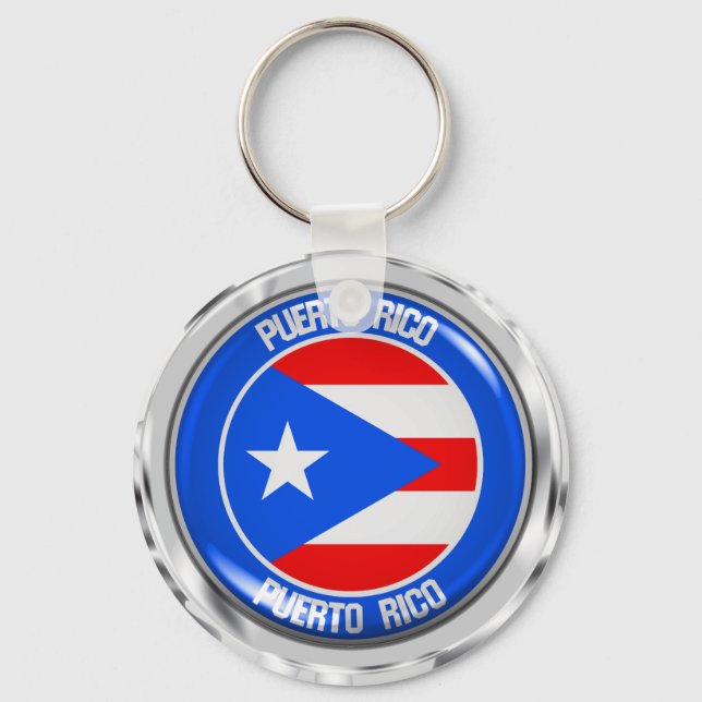 Puerto Rico Round Emblem Nyckelring (Framsida)