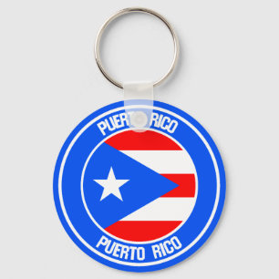 Puerto Rico Round Emblem Nyckelring