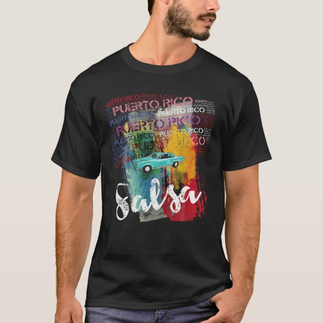 Puerto Rico Salsa Oldtimer Car T Shirt I Salseros (Framsida)