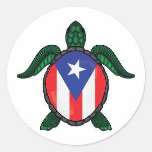Puerto rico Sea sköldpadda flagga Runt Klistermärke