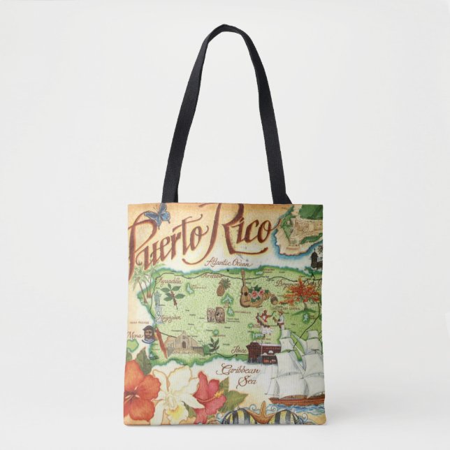 Puerto Rico Shoulder Tote Bag Tygkasse (Framsida)