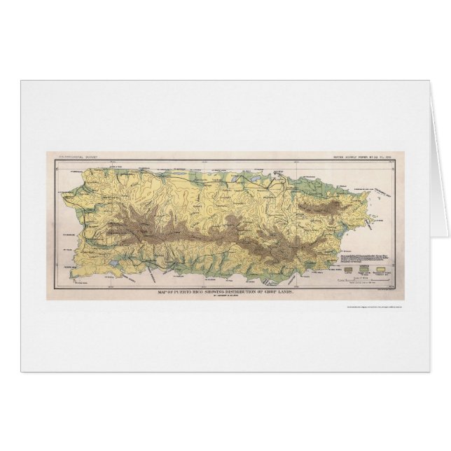 Puerto Rico skördkarta 1899 Hälsningskort (Framsidan Horizontal)