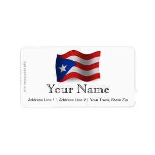 Puerto Rico som vinkar flagga Adressetikett