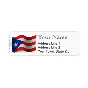 Puerto Rico som vinkar flagga Returadress Etikett
