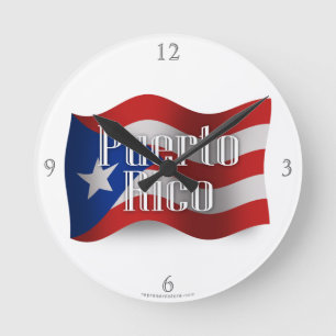 Puerto Rico som vinkar flagga Rund Klocka