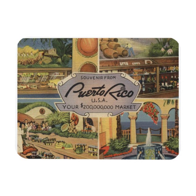Puerto Rico Souvenir 1950-talets Vintage Inspired Magnet (Horisontell)