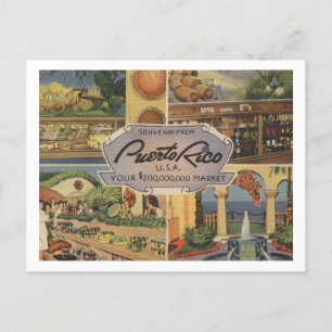 Puerto Rico Souvenir 1950-talets Vintage Inspired Vykort