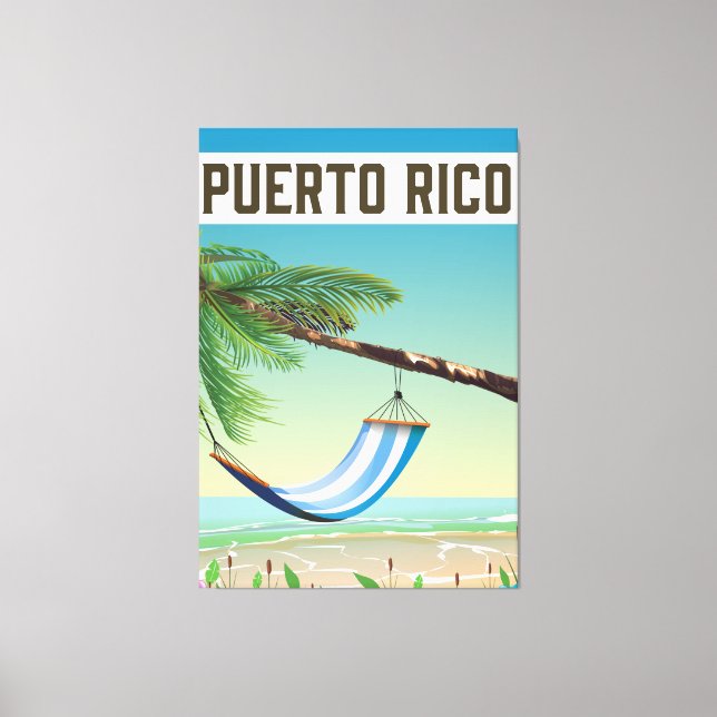 Puerto Rico strand reseskylt. Canvastryck (Framsida)