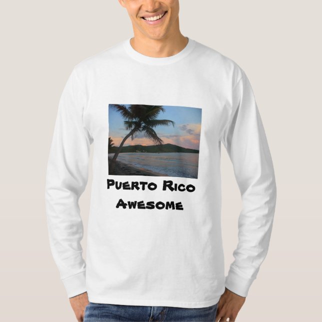 Puerto Rico strandmanar utslagsplats för långärmad Tee Shirt (Framsida)