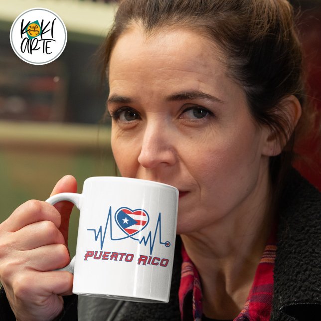 Puerto Rico Strong Heartbeat Kaffemugg (Skapare uppladdad)