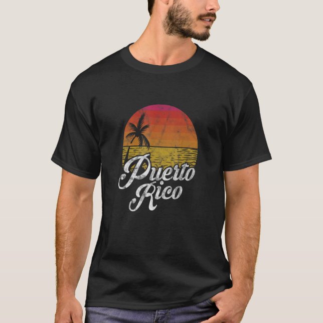 Puerto Rico Sunset Island Beach Summer Vacation Di T Shirt (Framsida)