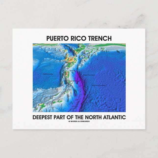 Puerto Rico Trench den största delen av Atlanten Vykort (Framsida)