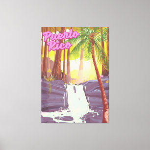 Puerto Rico Tropical Handflatan reseaffisch Canvastryck