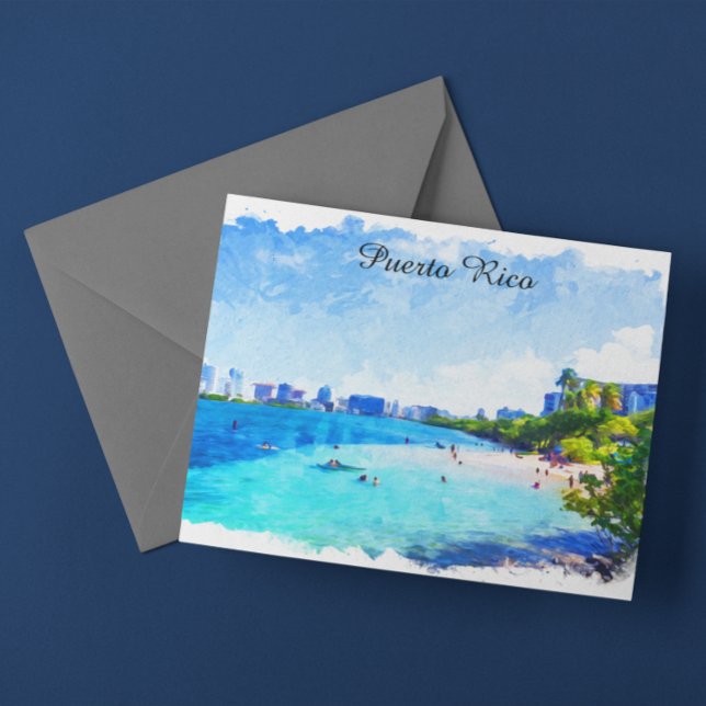 Puerto Rico Tropical Watercolor Painting Vykort (Puerto Rico Tropical Watercolor Painting Postcard)