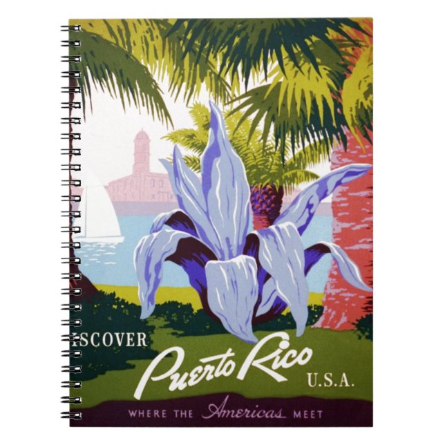 Puerto Rico U.S.A., WPA Tourism and parker poster Anteckningsbok Med Spiral (Framsidan)
