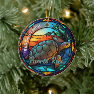 Puerto Rico Vacation Souvenir Julgransprydnad Keramik