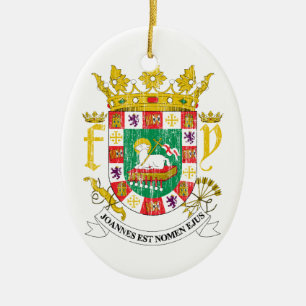 Puerto Rico vapensköld Julgransprydnad Keramik