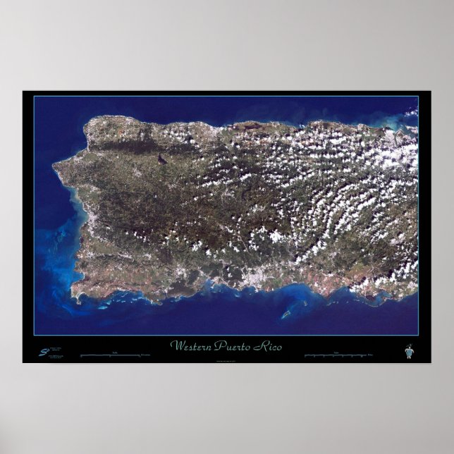 Puerto Rico (västra) satellit affisch (Framsidan)