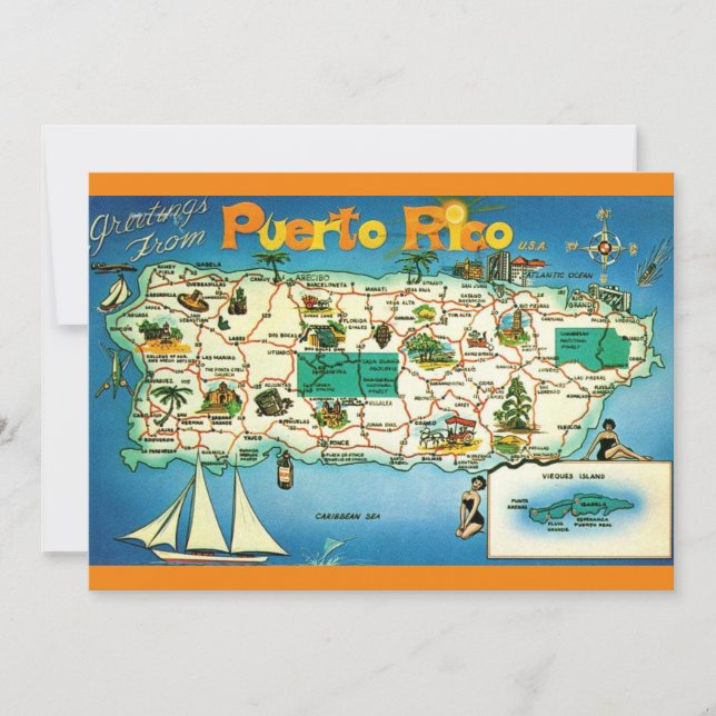 Puerto Rico Vieques öarna 5x7 Stor postkort (Framsida)