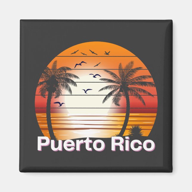 Puerto Rico Vintage Handflatan Träd Sommarbuss Magnet (Framsidan)