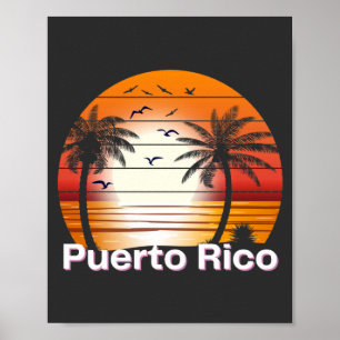 Puerto Rico Vintage Handflatan Träd Sommarbuss Poster