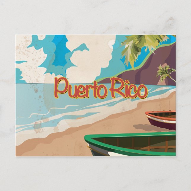 Puerto Rico Vintage Resemål Vykort (Framsida)