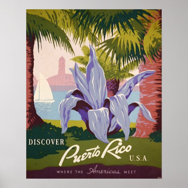 Puerto Rico Vintage resor Poster Art-utskrift (Framsidan)