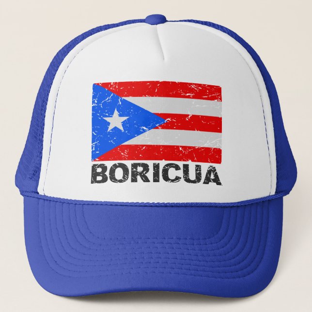 Puerto Rico vintageflagga Boricua Truckerkeps (Framsida)