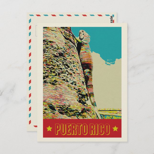 Puerto Rico, vykort för karibiska guana (Fram/baksida)