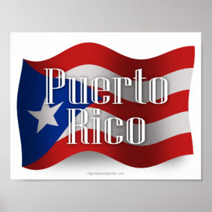 Puerto Rico Wave Flagga Poster