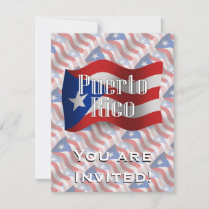 Puerto Rico Waving Flagga Inbjudningar