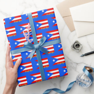 Puerto Rico Wrapping Papper, Blue, Flagga patrioti Presentpapper