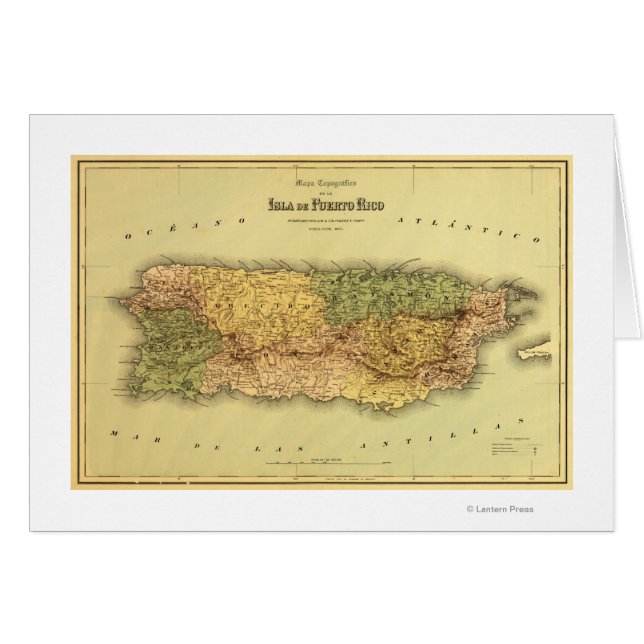 Puerto RicoPanoramic MapPuerto Rico Hälsningskort (Framsidan Horizontal)