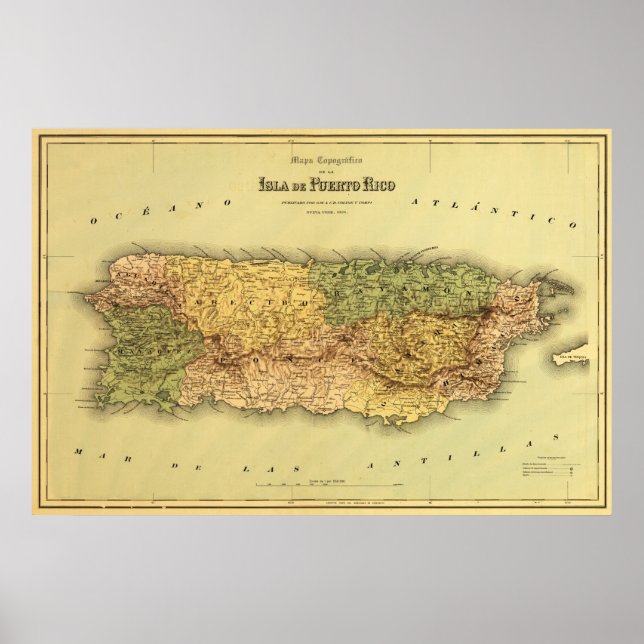Puerto RicoPanoramic MapPuerto Rico Poster (Framsidan)