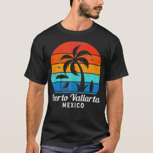 Puerto Vallarta Beach Mexiko Handflatan Träd Vinta T Shirt