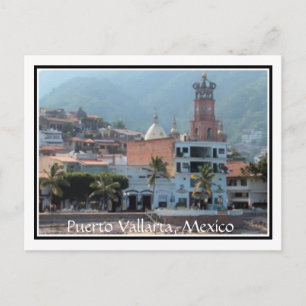Puerto Vallarta citydowntown med gränspostkort Vykort