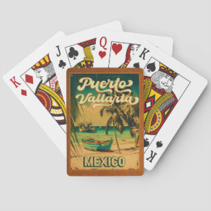 Puerto Vallarta Handflatan Träd Retro 80-talet Mex Casinokort