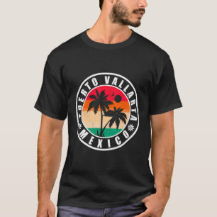 Puerto Vallarta Handflatan Träd Retro 80-talet Mex T Shirt