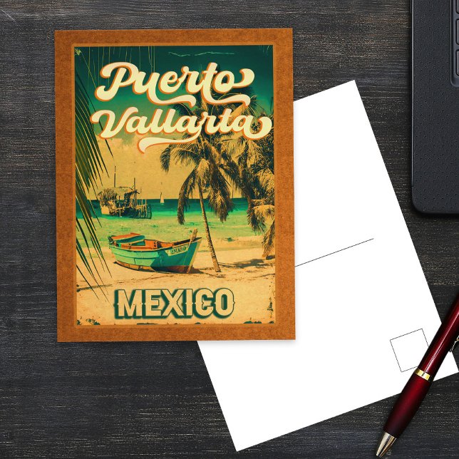 Puerto Vallarta Handflatan Träd Retro 80-talet Mex Vykort (Skapare uppladdad)