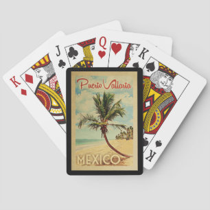Puerto Vallarta Handflatan Träd Vintage resor Casinokort