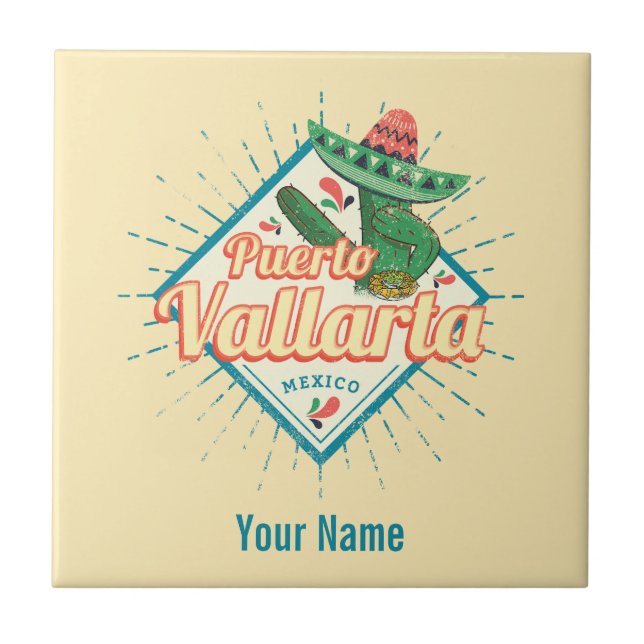 Puerto Vallarta Jalisco Mexico dangacactus Kakelplatta (Framsidan)