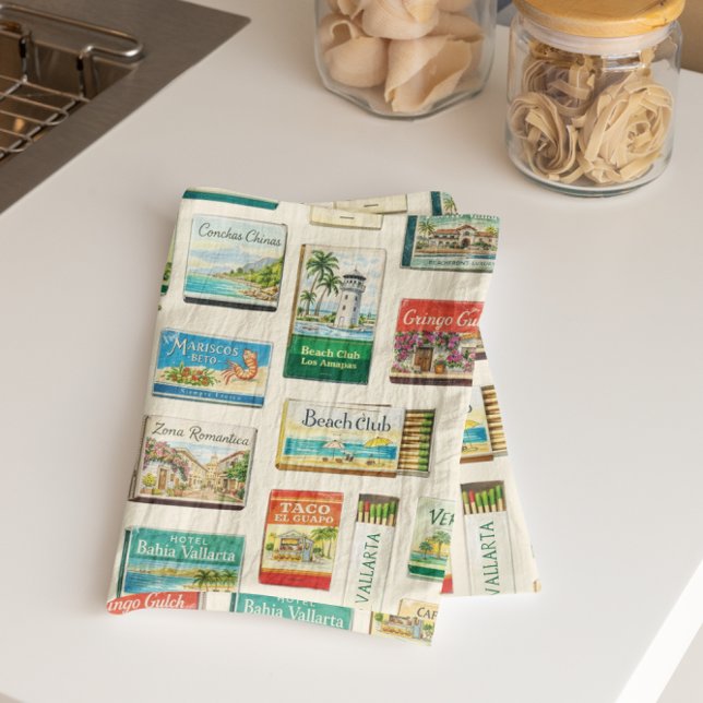 Puerto Vallarta Matchbook Pattern Tea Towel Kökshandduk (Skapare uppladdad)