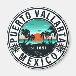 Puerto Vallarta Mexico Retro Sunset Souvenirs 60 Magnet