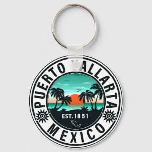 Puerto Vallarta Mexico Retro Sunset Souvenirs 60 Nyckelring