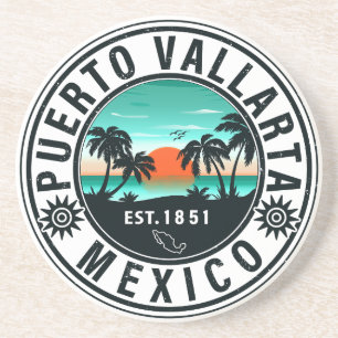 Puerto Vallarta Mexico Retro Sunset Souvenirs 60 Underlägg