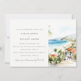 Puerto Vallarta Mexico Watercolor Rehearsal Dinner Inbjudningar