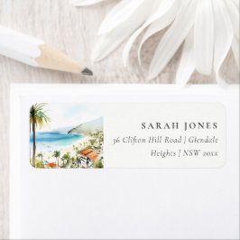Puerto Vallarta Mexico Watercolor Scape Address Returadress Etikett