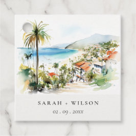 Puerto Vallarta Mexico Watercolor scape Wedding Gåvor Etiketter