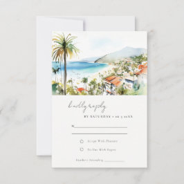 Puerto Vallarta Mexico Watercolor Scape Wedding OSA Kort